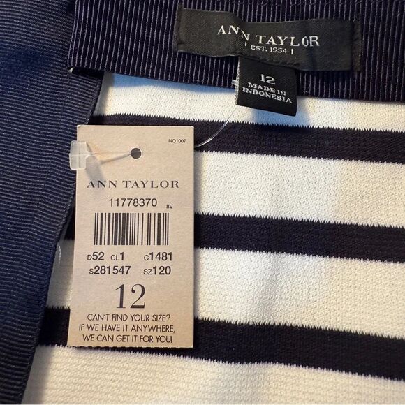 Ann Taylor mini midi skirt Black white A-Line Full Flare stretchy brand new 12 - Picture 4 of 8